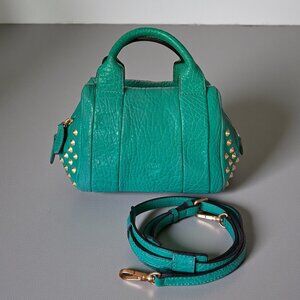 MCM Mini Keana Studded Leather Satchel Crossbody | Green